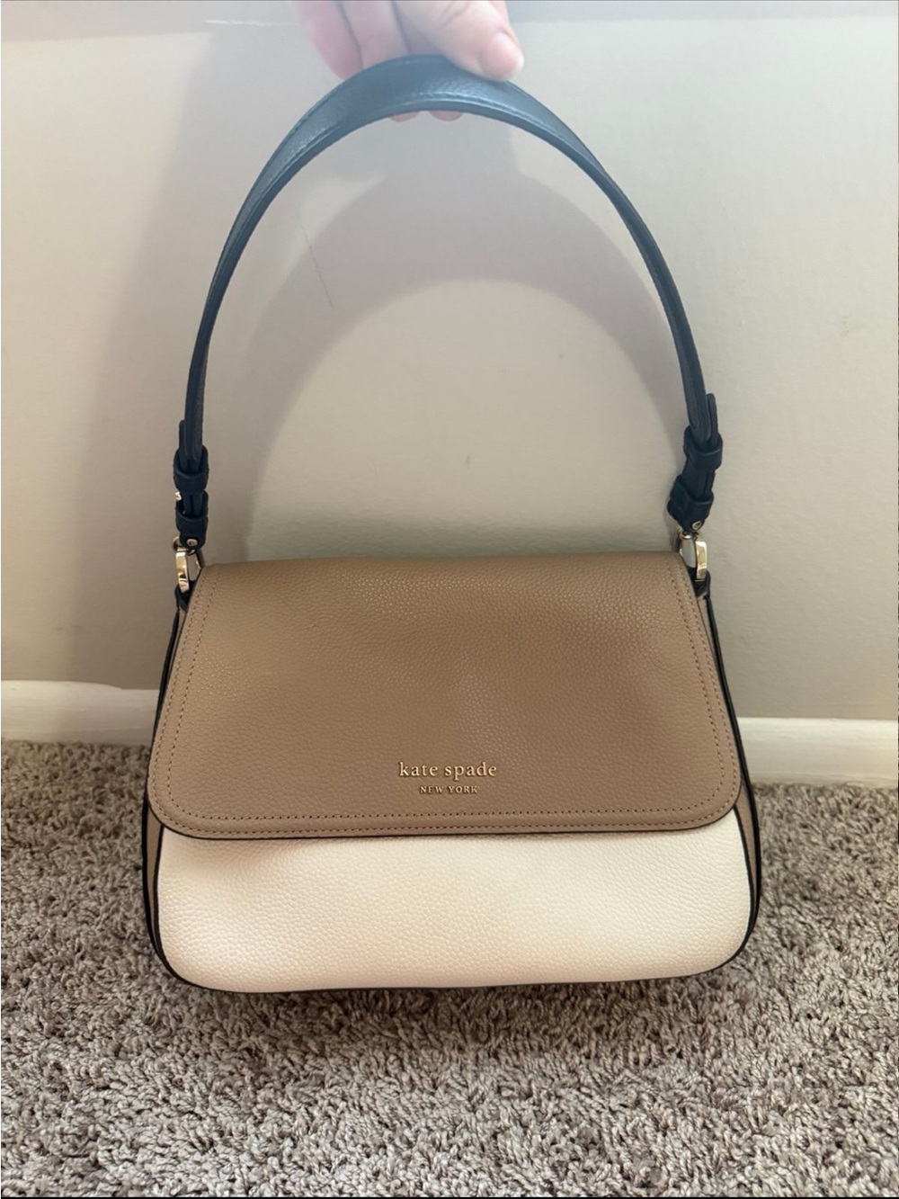 Kate Spade Hudson Leather Colorblock Shoulder Bag.